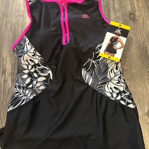 ZeroXposur Black and Pink Women's One Piece Swimsuit